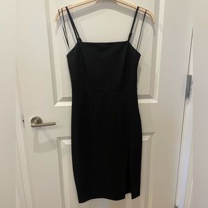 Express Black Bodycon Midi Dress with Slit
